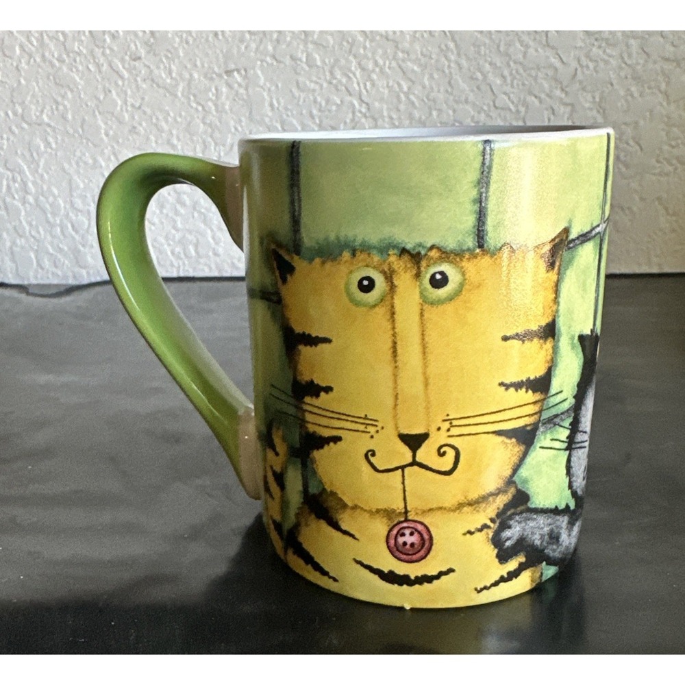 Gibson Debi Hron 12 oz. Mug Cool Cats Cool‎ Green Background 2010